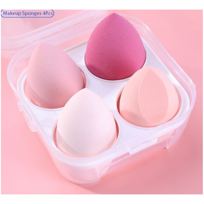 Qwen Makeup Sponges – Beauty Blender Sponge Set (4pcs, Pink)