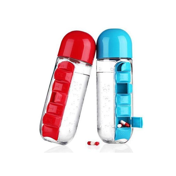 2-in-1 Water Bottle with 7-Day Pill Organizer Box