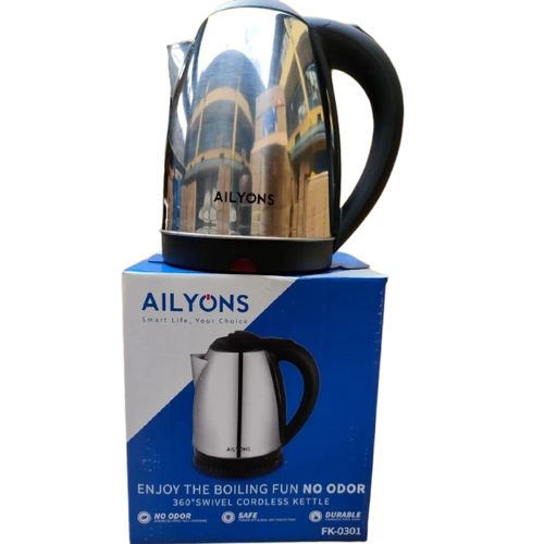 AILYONS FK-0301 Stainless Steel 1.8L Electric Kettle – Black