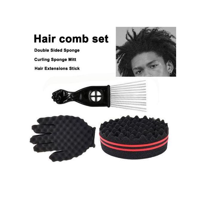 Afro Hair Pick & Dreadlocks Steel Pin Comb Set – Black
