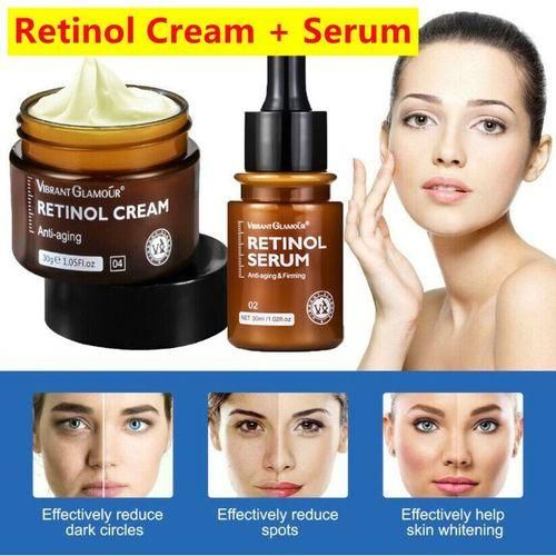 π₯ LIMITED DEAL β Vibrant Glamour Retinol Cream + Serum Set | Erases Wrinkles & Fine Lines + Firms & Brightens + Retinol, Hyaluronic Acid & Collagen | KSh 3,500