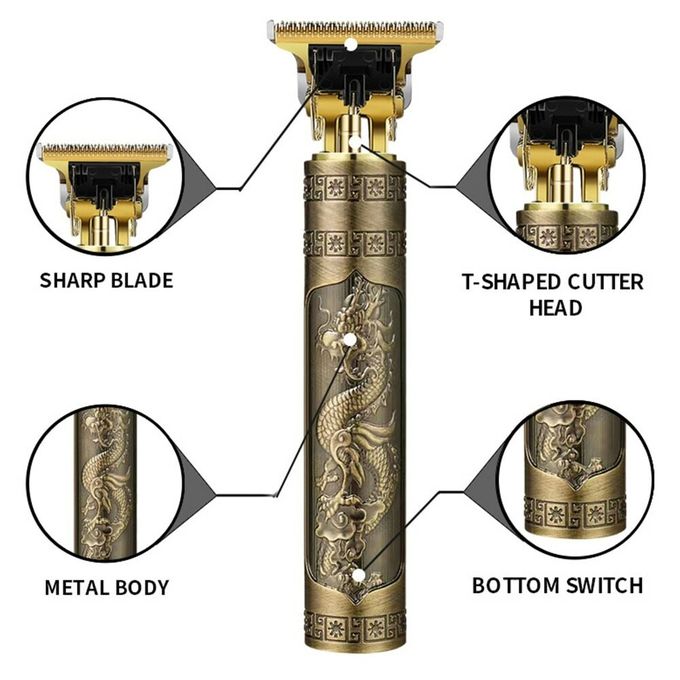 Vintage T9 Dragon Portable USB Rechargeable Hair Clipper/Shaver – Gold