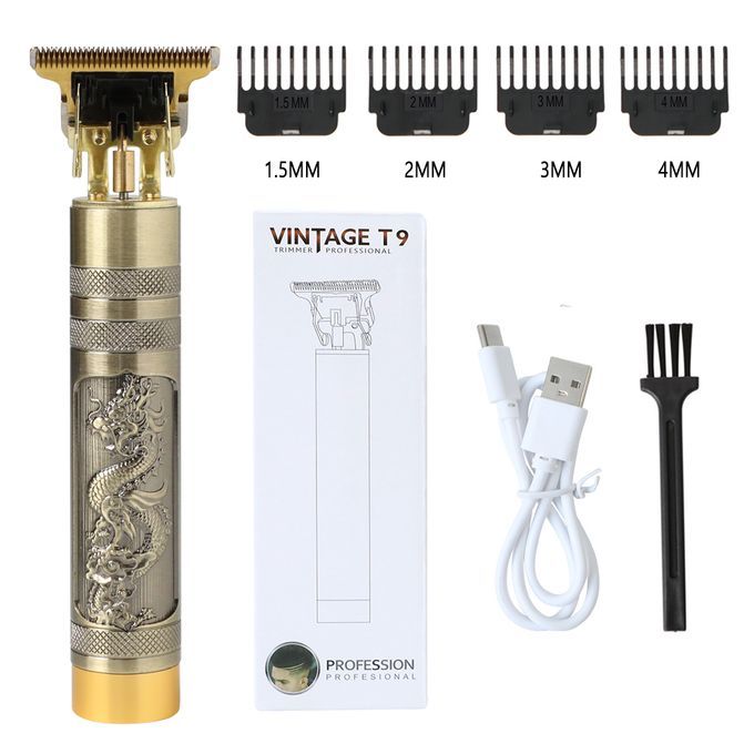 Vintage T9 Dragon Portable USB Rechargeable Hair Clipper/Shaver – Gold