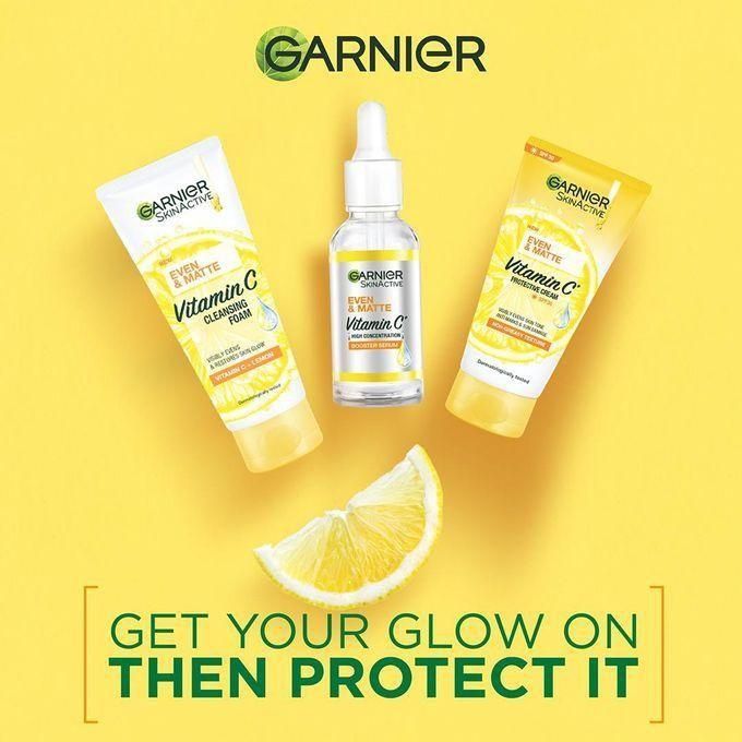 Garnier Even Tone Day Kit: Cleansing Foam + Day Vitamin C Serum + Protective Cream SPF 30