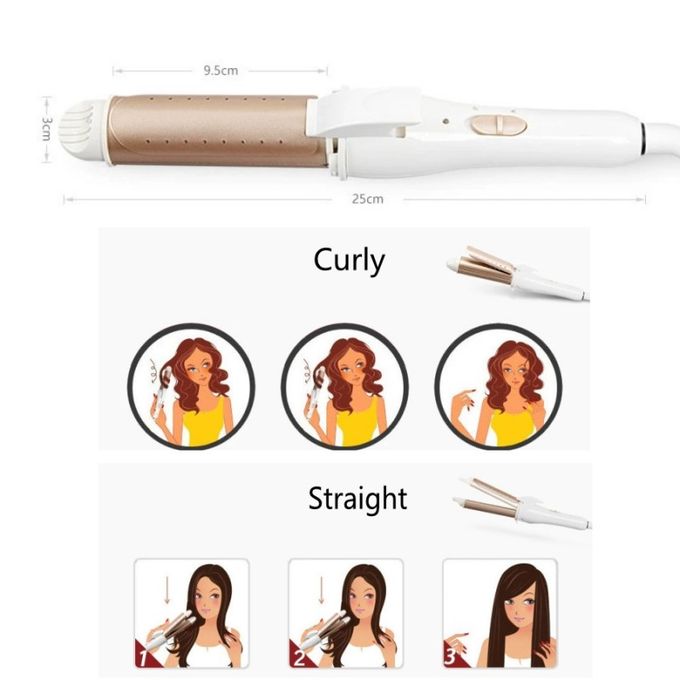 Nova 2-in-1 Hair Straightener & Curling Iron – Gold