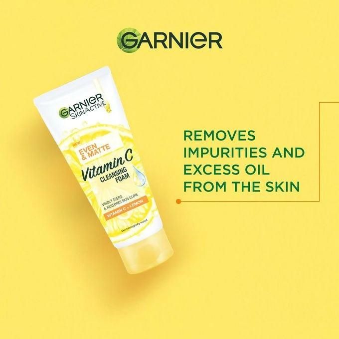 Garnier Even Tone Day Kit: Cleansing Foam + Day Vitamin C Serum + Protective Cream SPF 30