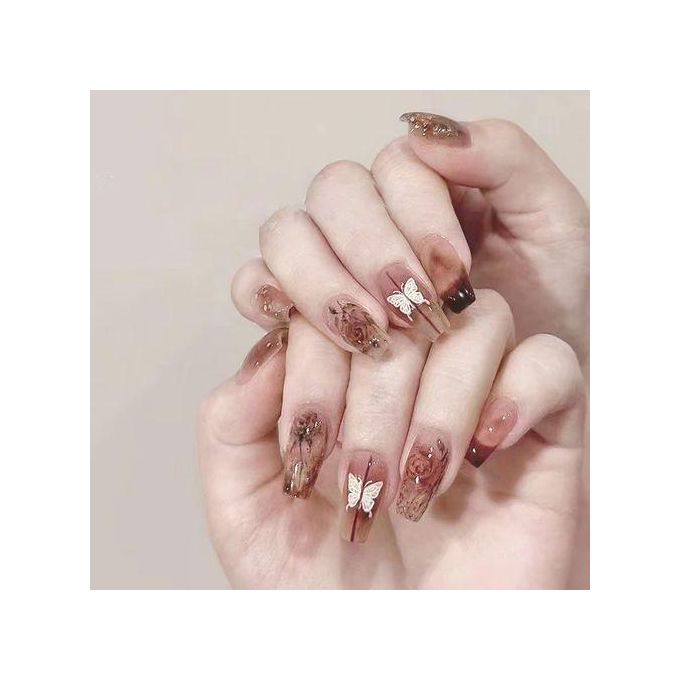72Pcs Matte Long French Nails with Glue