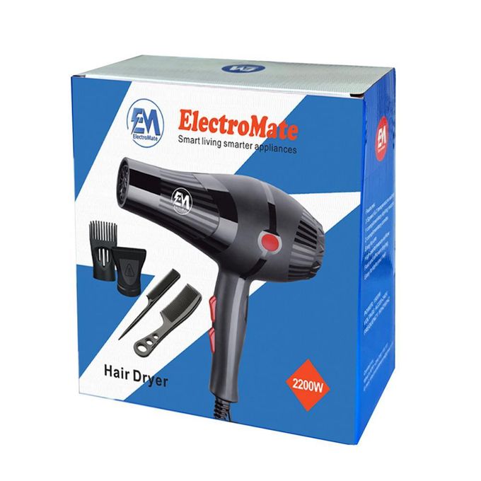 Em ElectroMate Blow Dryer Hair Blower – 2200W (Black)