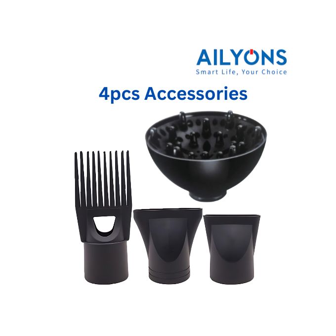 AILYONS U1 Professional Hair Blow Dryer – 2400W with 4 Beauty Accessories