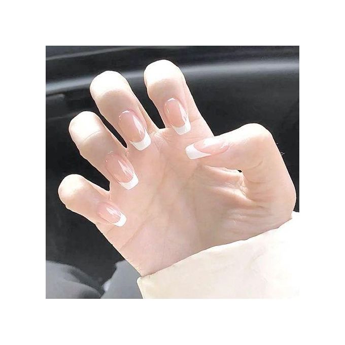 72Pcs Matte Long French Nails with Glue
