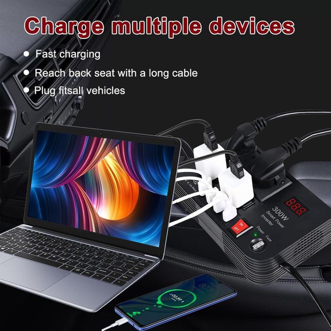 300W Car Power Inverter – DC 12V to AC 220V