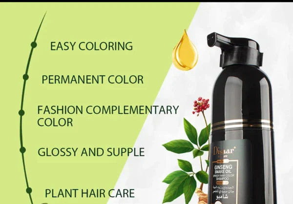 DISAAR Hair Dye 3 In 1 Ginseng & Oil Black Hair Color Permanent Shampoo For Men And Women