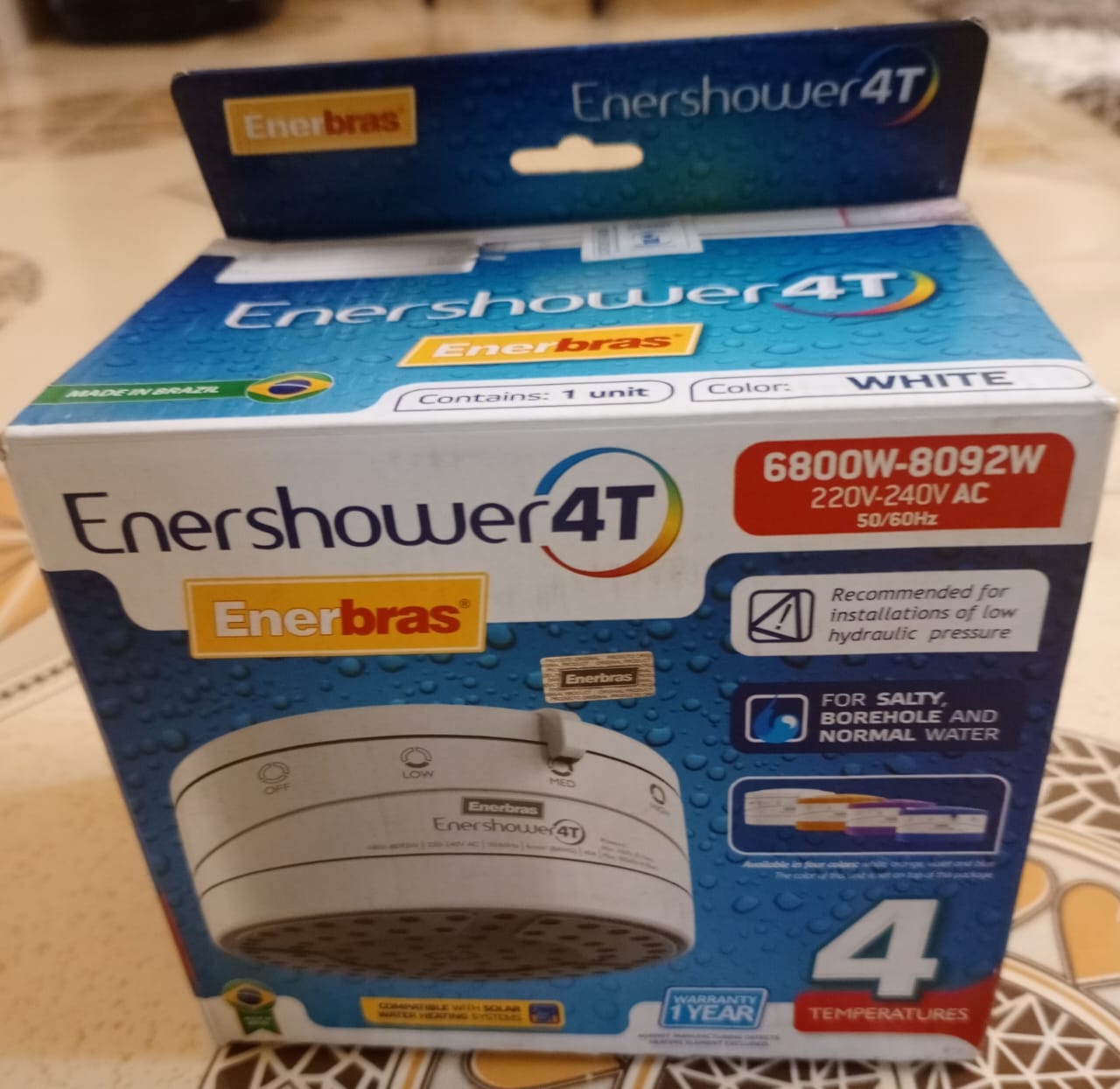 Enerbras Enershower 4T Instant Shower Water Heater – For Salty & Normal Water