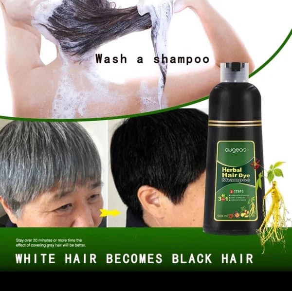 DISAAR Hair Dye 3 In 1 Ginseng & Oil Black Hair Color Permanent Shampoo For Men And Women