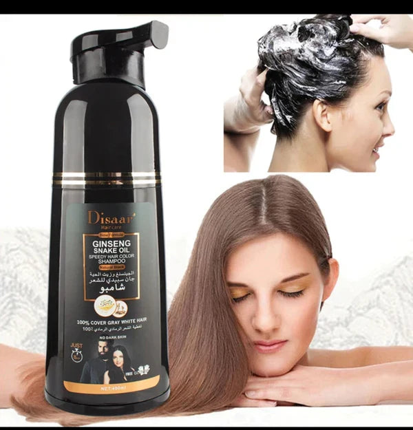 DISAAR Hair Dye 3 In 1 Ginseng & Oil Black Hair Color Permanent Shampoo For Men And Women