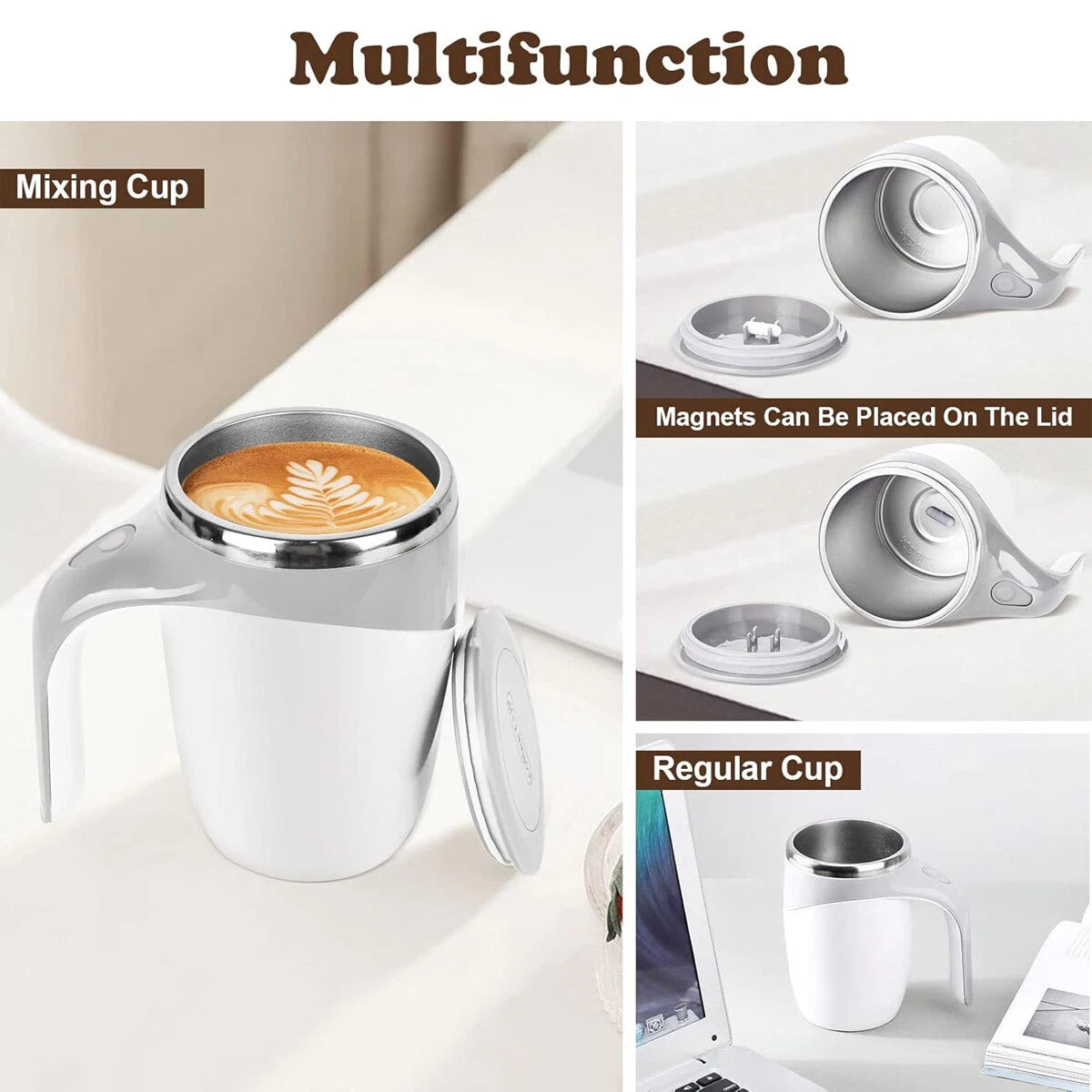 AAA Battery Powered Stainless Steel Magnetic Stirring Cup – 380ml