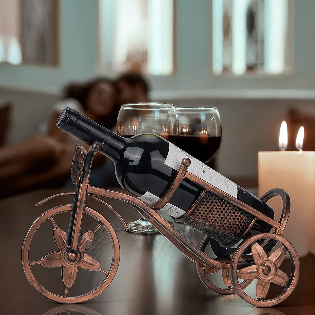 Bicycle wine bottle holder