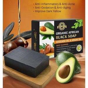 Organic African Black Soap With Cocoa Butter & Vitamin E, 120g