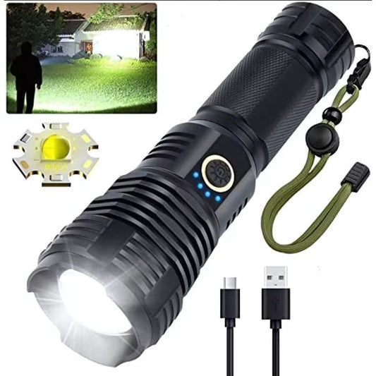 Super Bright LED Torch P50 – Rechargeable,Metallic,Waterproof ,USB Type-C