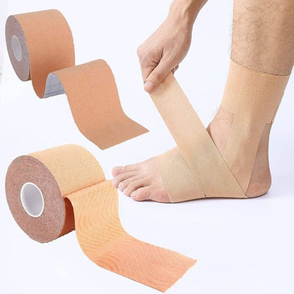 Kinesiology Tape – Breathable, Elastic Sports Tape for Pain Relief & Support (Beige Roll)