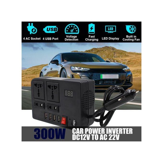 300W Car Power Inverter – DC 12V to AC 220V