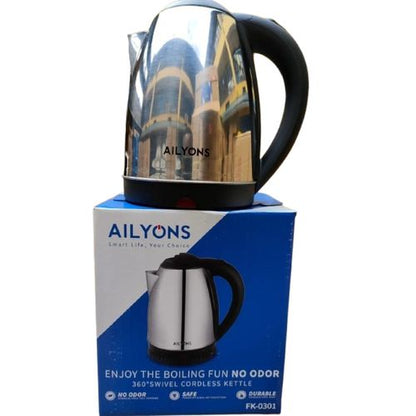 AILYONS FK-0301 Stainless Steel 1.8L Electric Kettle – Black