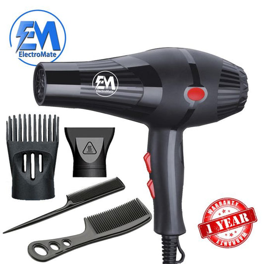 Em ElectroMate Blow Dryer Hair Blower – 2200W (Black)