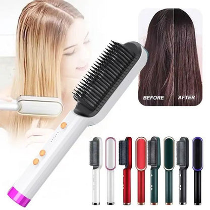 New 2-in-1 Electric Hot Comb Curler Brush
