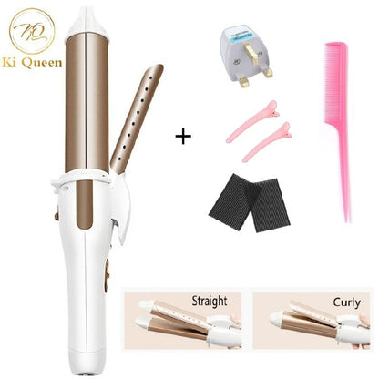 Nova 2-in-1 Hair Straightener & Curling Iron – Gold