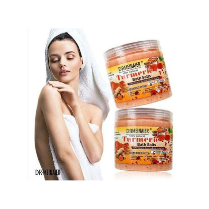 DR MEINAIER 2 PCs 100% Tumeric Bath Salt Anti-dark spots and Anti-aging Brightening Body Scrub