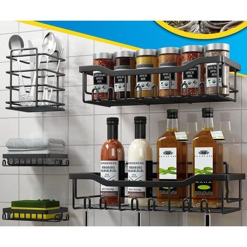 Multipurpose 5-Piece Shower Caddy Set – Rectangular & Corner Wall Shelves (5-in-1 Organizer)