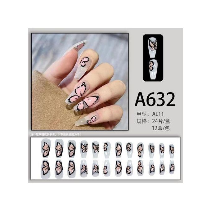72Pcs Matte Long French Nails with Glue