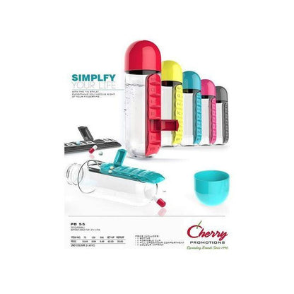 2-in-1 Water Bottle with 7-Day Pill Organizer Box