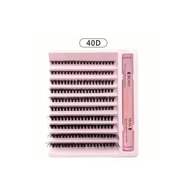 Cluster Eyelashes – 40D Volume with Human Hair Feeling + Bond Glue