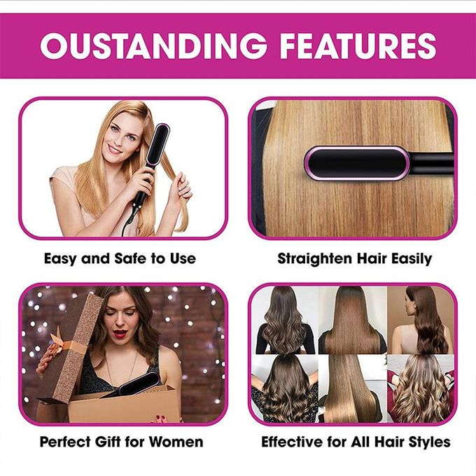 New 2-in-1 Electric Hot Comb Curler Brush