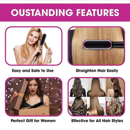 New 2-in-1 Electric Hot Comb Curler Brush