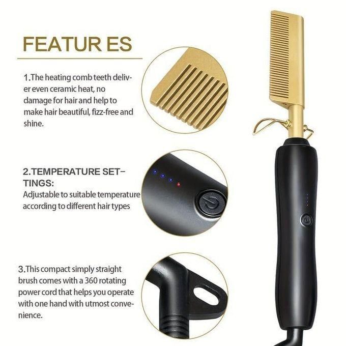 Professional Electric Hot Comb – Gold Heat Hair Straightener