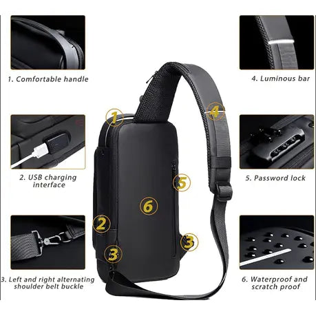 Fashion Anti-Theft Lock Sling Chest Bag