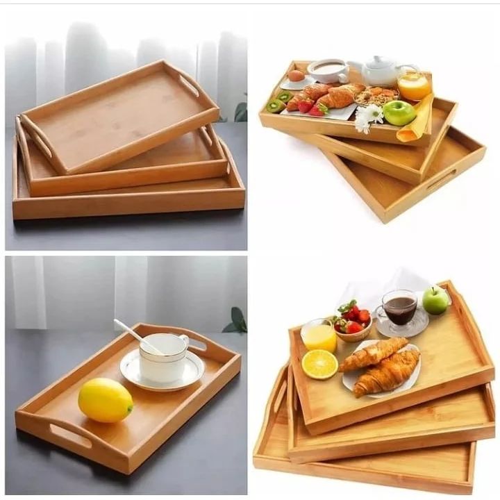 3pc Bamboo serving tray