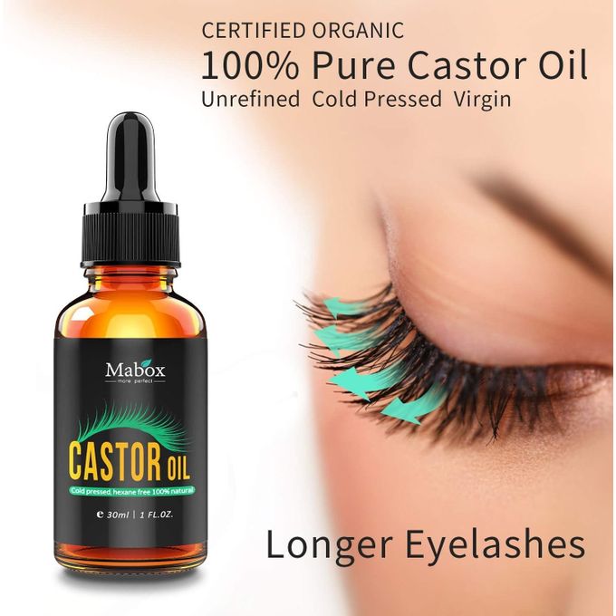 Mabox Castor Oil Stimulates Hair Grow For Eyelashes, Eyebrows, Hair -30ml