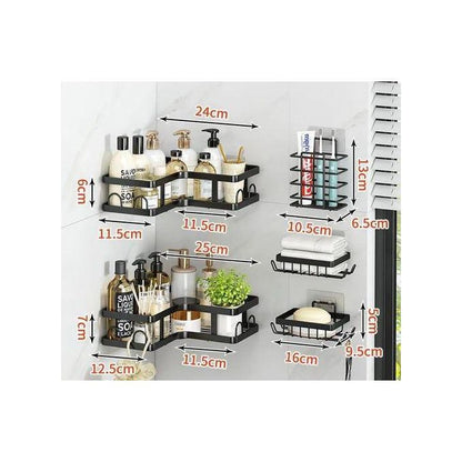 Multipurpose 5-Piece Shower Caddy Set – Rectangular & Corner Wall Shelves (5-in-1 Organizer)