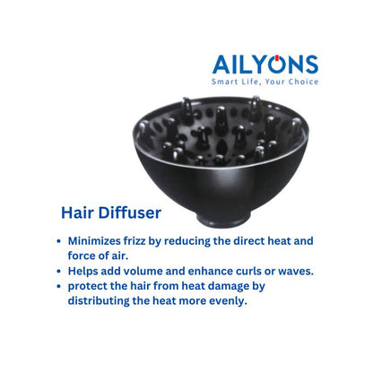 AILYONS U1 Professional Hair Blow Dryer – 2400W with 4 Beauty Accessories