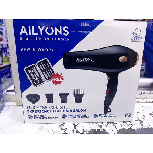 AILYONS U1 Professional Hair Blow Dryer – 2400W with 4 Beauty Accessories