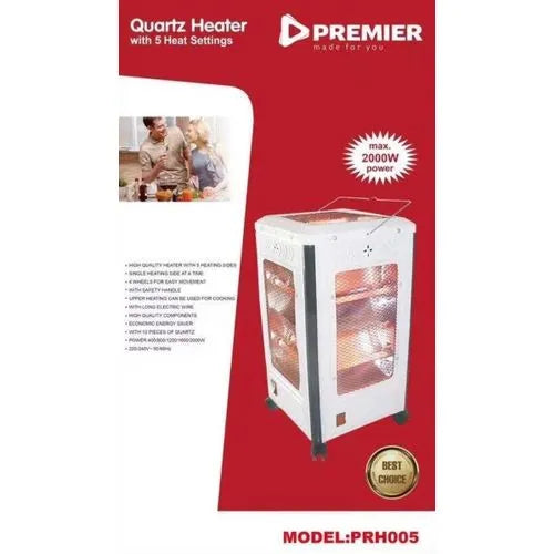 Premier 2000W Room Heater with 5 Heat Settings & Wheels