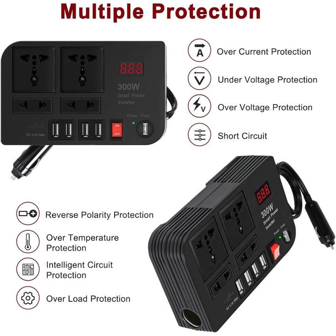 300W Car Power Inverter – DC 12V to AC 220V