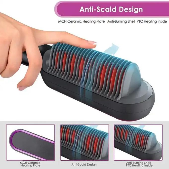 New 2-in-1 Electric Hot Comb Curler Brush