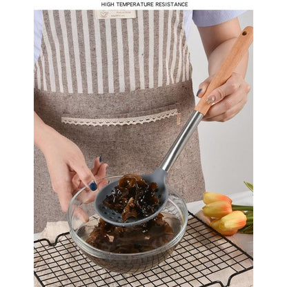 KnMn Non-stick 3 PCS Kitchen Silicone Utensils Set with Wooden Handles