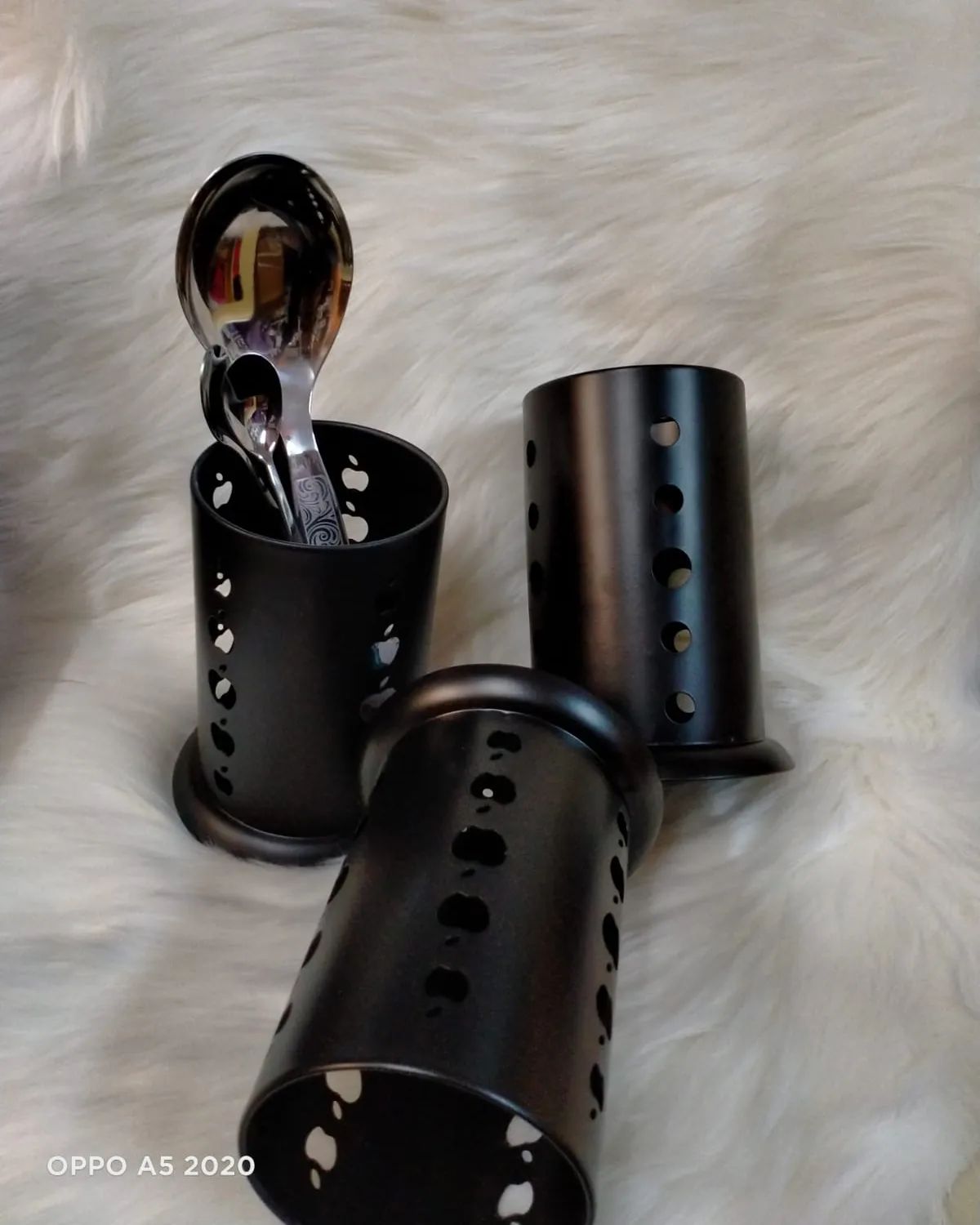 Black cutlery holder