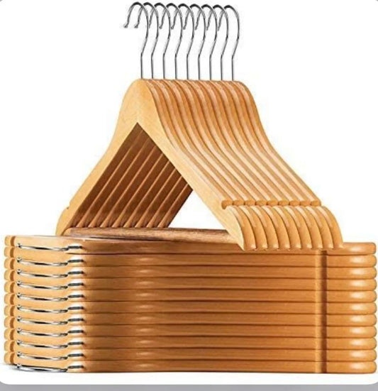 10pc wooden clothes hanger set
