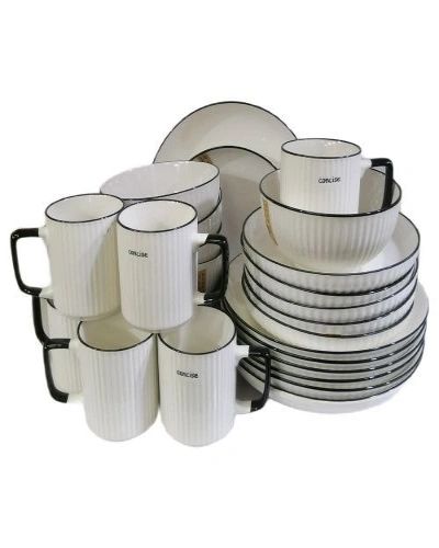 🔥 HOME DEAL — 24pc Dinner Set with Black Rim | Elegant Dining + Complete Set + Premium Quality | KSh 4,900